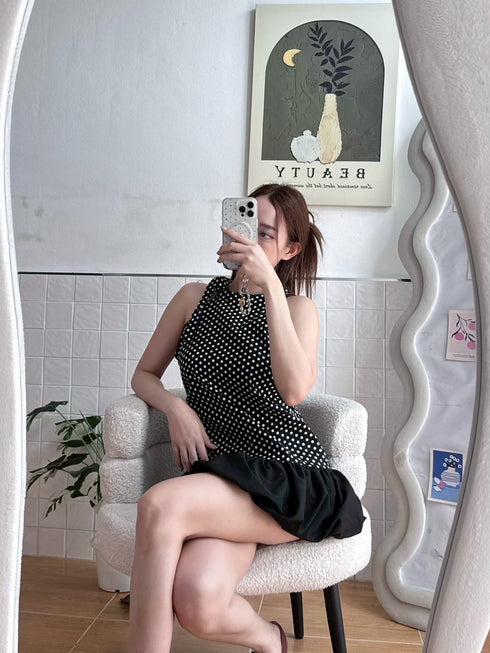 Halter Neck Design Polka Dot Tops
